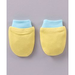 Babyhug 100% Cotton Cap Mittens & Booties Bear Print Yellow - Diameter 10.5 cm