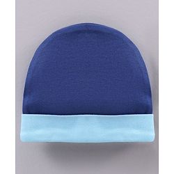 Babyhug 100% Cotton Cap Mittens And Booties Navy Blue - Cap Diameter 11.5 cm