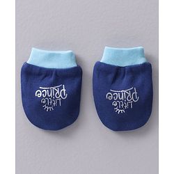 Babyhug 100% Cotton Cap Mittens And Booties Navy Blue - Cap Diameter 11.5 cm