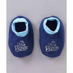 Babyhug 100% Cotton Cap Mittens And Booties Navy Blue - Cap Diameter 11.5 cm