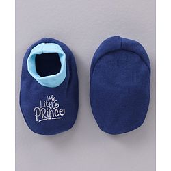 Babyhug 100% Cotton Cap Mittens And Booties Navy Blue - Cap Diameter 11.5 cm