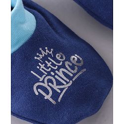 Babyhug 100% Cotton Cap Mittens And Booties Navy Blue - Cap Diameter 11.5 cm