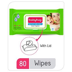 Babyhug Premium 98% Water Baby Wet Wipes with Moisturising Aloe Vera With Lid - 80 Pieces