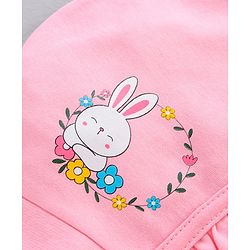 Babyhug 100% Cotton Knit Tie Knot Caps Floral Printed Pack of 2 Pink White- Diameter 6.5 cm