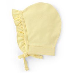 Babyhug 100% Cotton Knit Tie Knot Caps Striped And Rabbit Printed Pack of 2 Pink Yellow- Diameter 12 cm