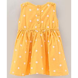Babyhug Sleeveless 100% Cotton Frock with Bloomer Polka Dot Print - Mustard