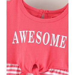 Babyhug Half Sleeves 100% Cotton Frock Awesome Print - Pink