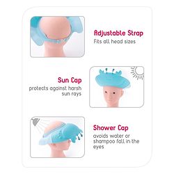 Babyhug Silicone Crab Face Baby Shower Cap - Blue