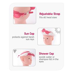 Babyhug Silicone Shower Caps Dinosaur Design - Pink