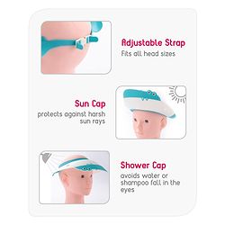 Babyhug Silicone Crocodile Shape Shower Cap  - Blue