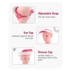 Babyhug Silicone Crocodile Shape Shower Cap  - Pink