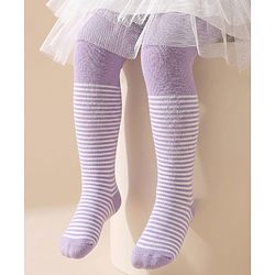 Cutewalk by Babyhug Anti Bacterial Tights Stripes Design - Orchid Bouqet