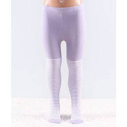 Cutewalk by Babyhug Anti Bacterial Tights Stripes Design - Orchid Bouqet