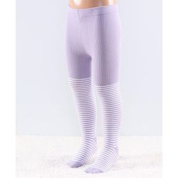 Cutewalk by Babyhug Anti Bacterial Tights Stripes Design - Orchid Bouqet