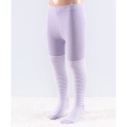 Cutewalk by Babyhug Anti Bacterial Tights Stripes Design - Orchid Bouqet