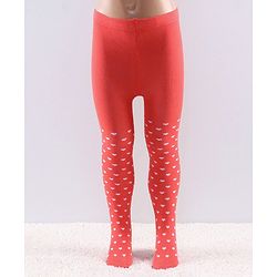 Cutewalk by Babyhug Anti Bacterial Tights Heart Design - Red
