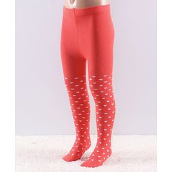 Cutewalk by Babyhug Anti Bacterial Tights Heart Design - Red
