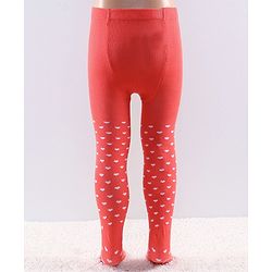 Cutewalk by Babyhug Anti Bacterial Tights Heart Design - Red