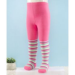 Cute Walk by Babyhug Antibacterial Striped Footed Tights Pack Of 2 - Multicolor