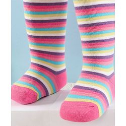 Cute Walk by Babyhug Antibacterial Striped Footed Tights Pack Of 2 - Multicolor