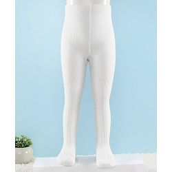 Cute Walk by Babyhug Full Length Anti-Bacterial Solid Tights - White