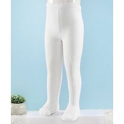Cute Walk by Babyhug Full Length Anti-Bacterial Solid Tights - White