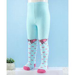 Cute Walk by Babyhug Full Length Anti-Bacterial Heart Printed Tights - Aque