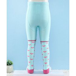 Cute Walk by Babyhug Full Length Anti-Bacterial Heart Printed Tights - Aque