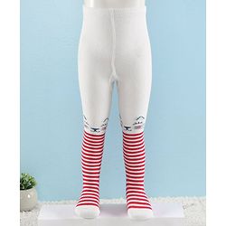 Cute Walk by Babyhug Full Length Anti-Bacterial Striped Tights - Red And White