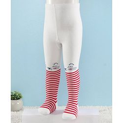 Cute Walk by Babyhug Full Length Anti-Bacterial Striped Tights - Red And White
