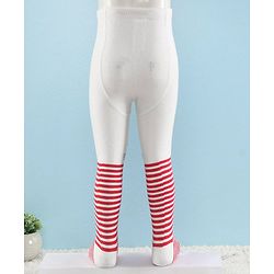 Cute Walk by Babyhug Full Length Anti-Bacterial Striped Tights - Red And White