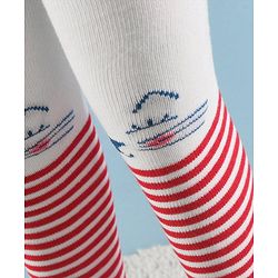 Cute Walk by Babyhug Full Length Anti-Bacterial Striped Tights - Red And White