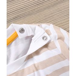 Babyhug Full Sleeves Striped Tee & Joggers Set Fox Print - White Orange