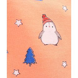 Babyhug Full Sleeves T-Shirt & Joggers Set Polar Bear & Reindeer Print - Orange
