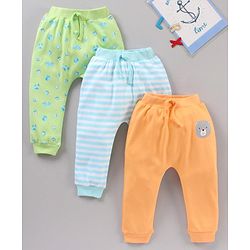 Babyhug Ankle Length Diaper Leggings Multiprint Pack of 3- Multicolor