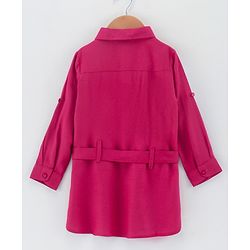Babyhug Full Sleeves Embroideried Frock - Fuschia