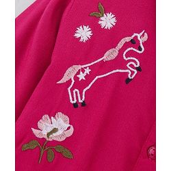 Babyhug Full Sleeves Embroideried Frock - Fuschia