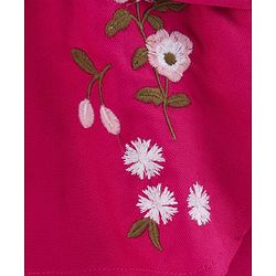 Babyhug Full Sleeves Embroideried Frock - Fuschia