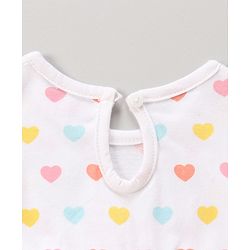 Babyhug 100% Cotton Knit Half Sleeves Frocks Polka Dots & Heart Print Pack of 2 - Coral &  White