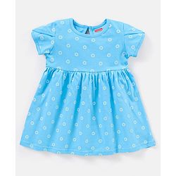 Babyhug 100% Cotton Half Sleeves Frocks Floral Print Pack of 2 - Green Blue