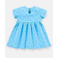Babyhug 100% Cotton Half Sleeves Frocks Floral Print Pack of 2 - Green Blue