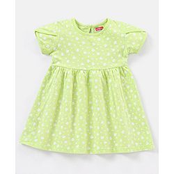 Babyhug 100% Cotton Half Sleeves Frocks Floral Print Pack of 2 - Green Blue