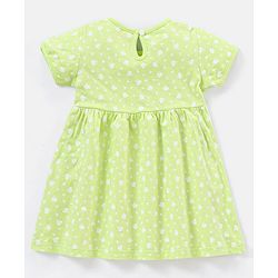 Babyhug 100% Cotton Half Sleeves Frocks Floral Print Pack of 2 - Green Blue