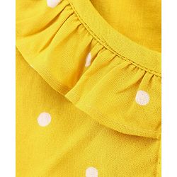 Babyhug Rayon Woven Full Sleeves Polka Dots Frock - Mustard