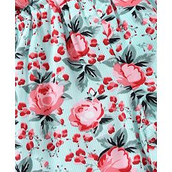 Babyhug Rayon Sleeveless Jumpsuit with Half Sleeves Inner Tee Floral Print - Light Green White