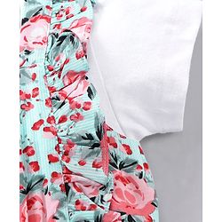 Babyhug Rayon Sleeveless Jumpsuit with Half Sleeves Inner Tee Floral Print - Light Green White