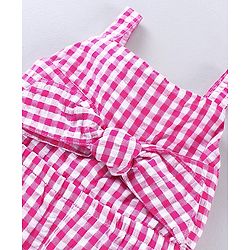 Babyhug Cotton Sleeveless Checks Jumpsuit- Pink