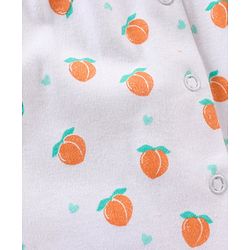 Babyhug 100% Cotton Short Cap Sleeves Printed Rompers With Headband - White