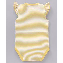 Babyhug 100% Cotton Frill Sleeves Onesies Stripes & Strawberry Print Pack of 2- Yellow & White