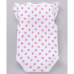 Babyhug 100% Cotton Frill Sleeves Onesies Stripes & Strawberry Print Pack of 2- Yellow & White